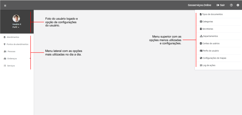 Menu lateral expandido
